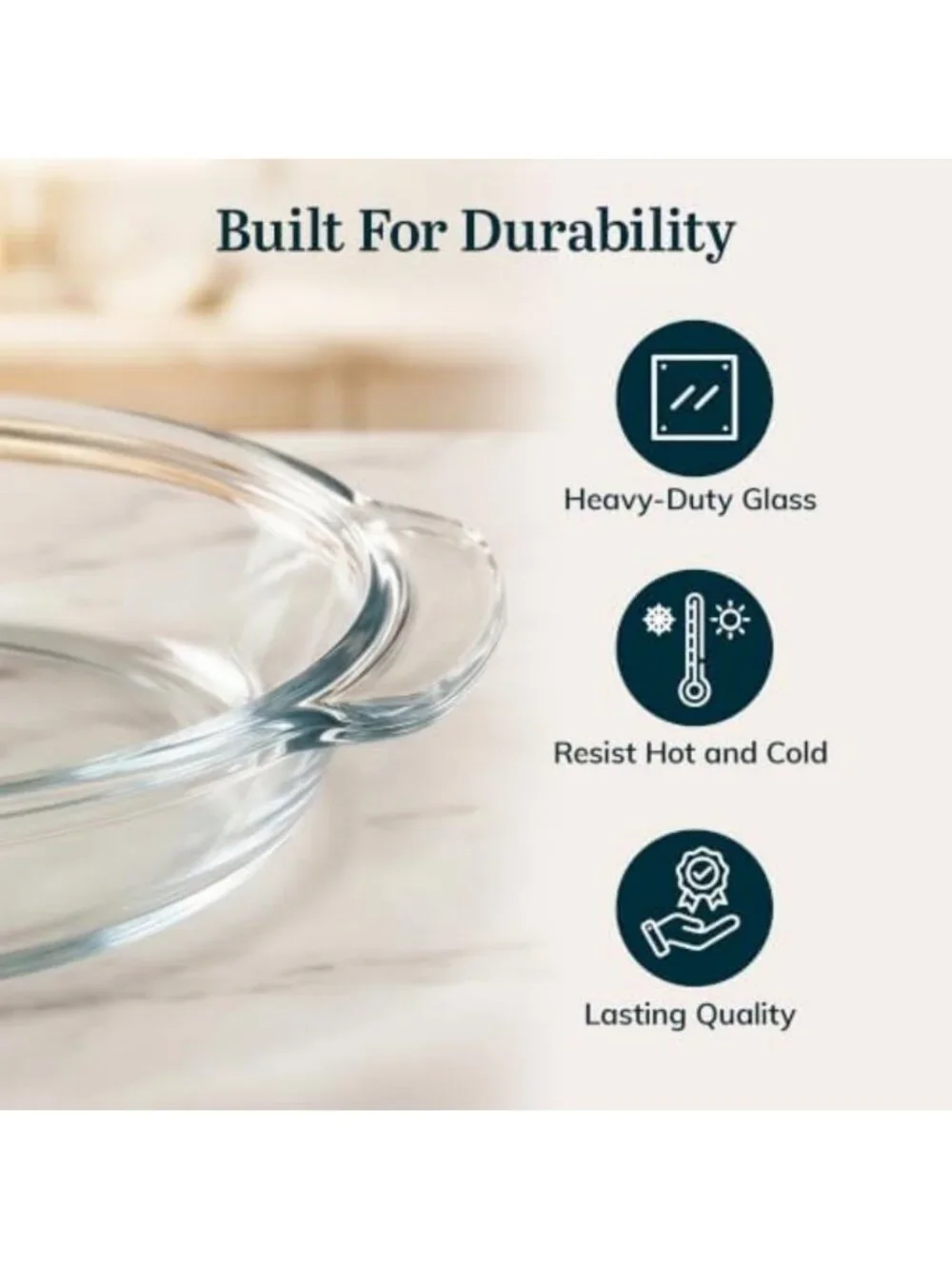 Stackable Glass Pie Plate Set - 2 Piece Casserole Dish with Lids, Space Saving